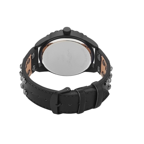 Ed Hardy Men’s Skull Print Dial Matte Black Studded Strap Analog Watch … - Picture 6 of 7